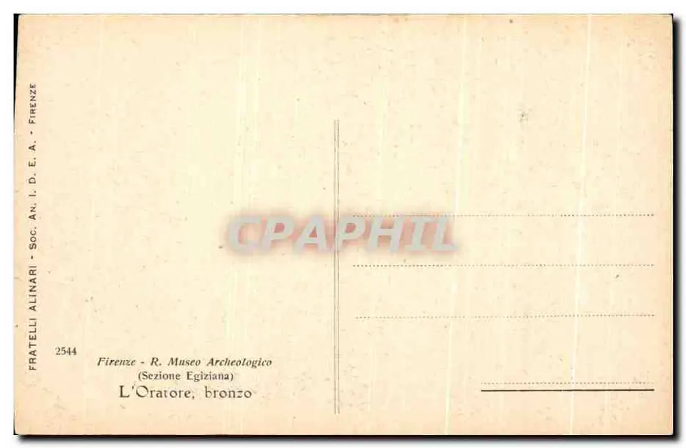 O Orador, bronze — estátua romana — Fratelli Alinari, n° 2544 - Verso