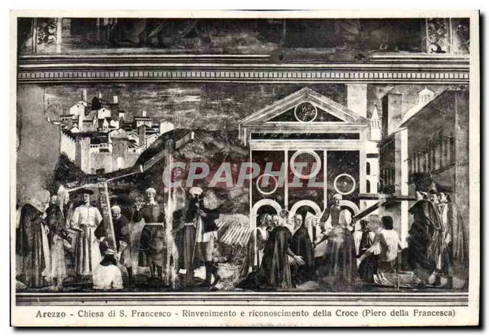 Arezzo - Kirche S. Francesco - Entdeckung und Erkennung des Kreuzes (Piero della Francesca) - Vorderseite