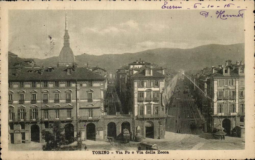Torino - Via Po e Via della Zecca — editor A. Diena, n° 08743 - Frente