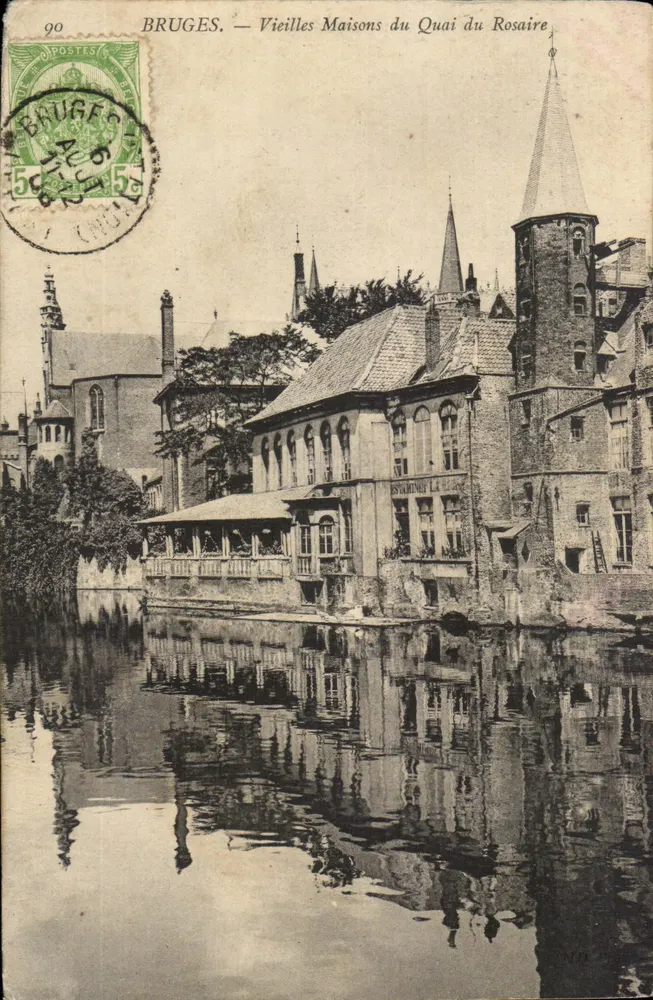 Bruges — Alte Häuser am Quai du Rosaire — anonymer Verlag, n° 90 - Vorderseite