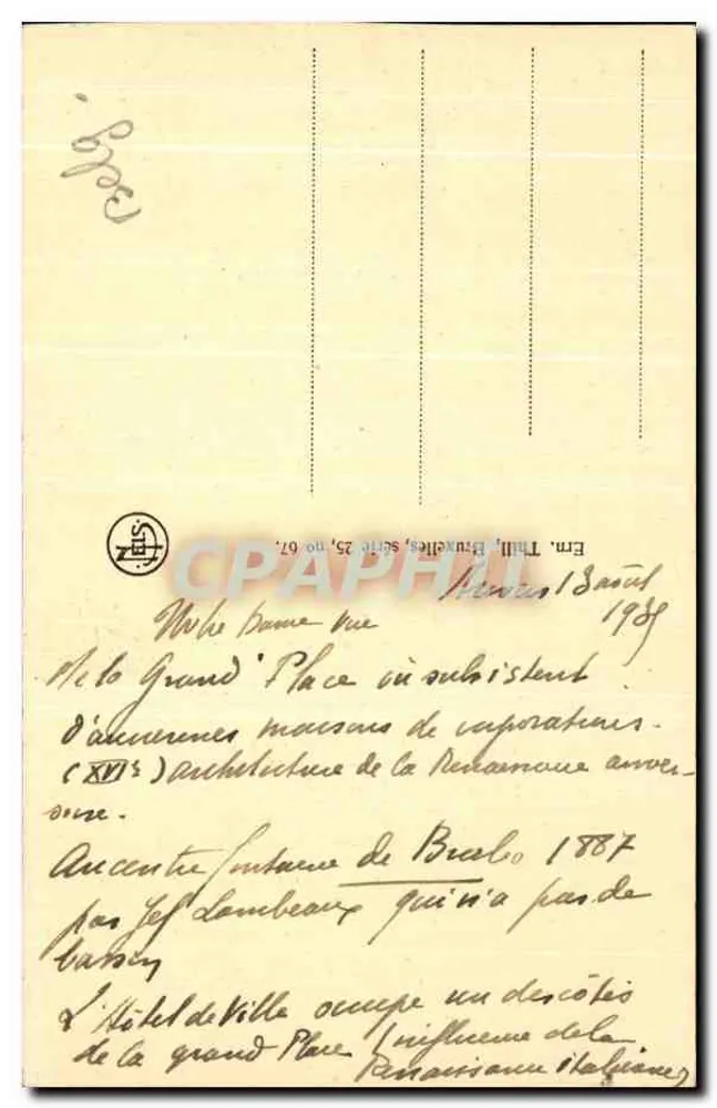 Antwerpen — Große Marktplatz, Brabo und Kathedrale — Verlag N.415 - Rückseite