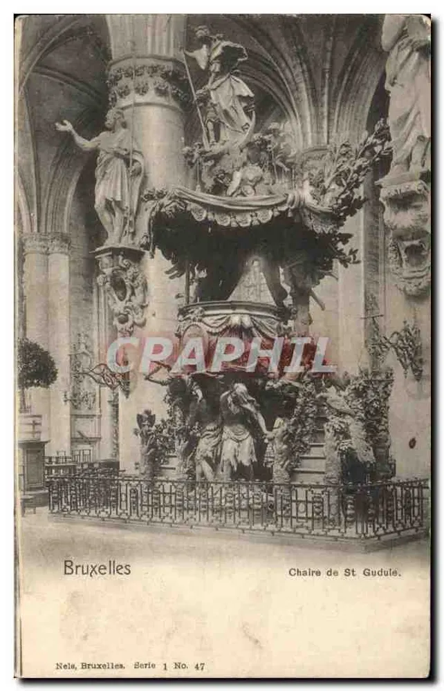 Bruxelas — Cadeira de São Gudule — Nels, Bruxelas. Série 1 No. 47 - Frente