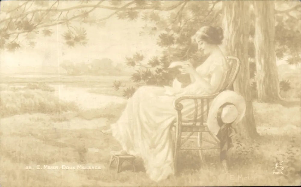 Mulher lendo sob uma árvore — E. Meier — n°28 — Paris - Frente