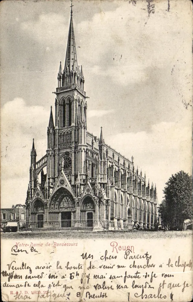 Notre-Dame de Bonsecours — église gothique à Rouen — éditeur R. & J. D. n° 10630 - Awers
