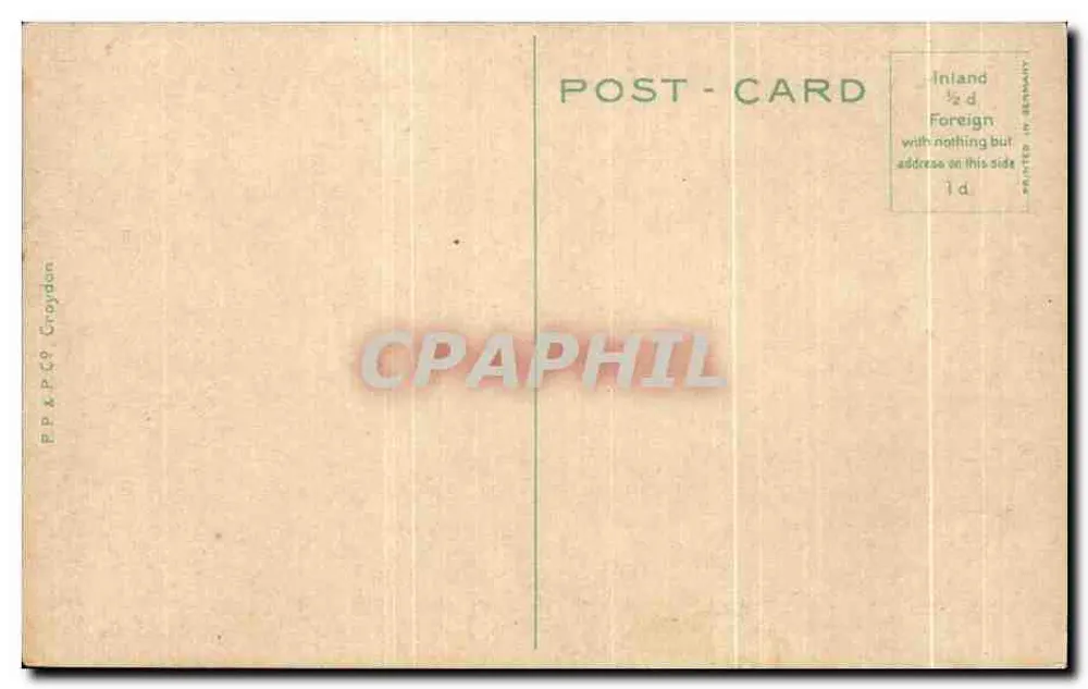 The Dell, Hyde Park, Londres — vista pitoresca com lago e passeios — editor P. & P. Cq Groydon - Verso