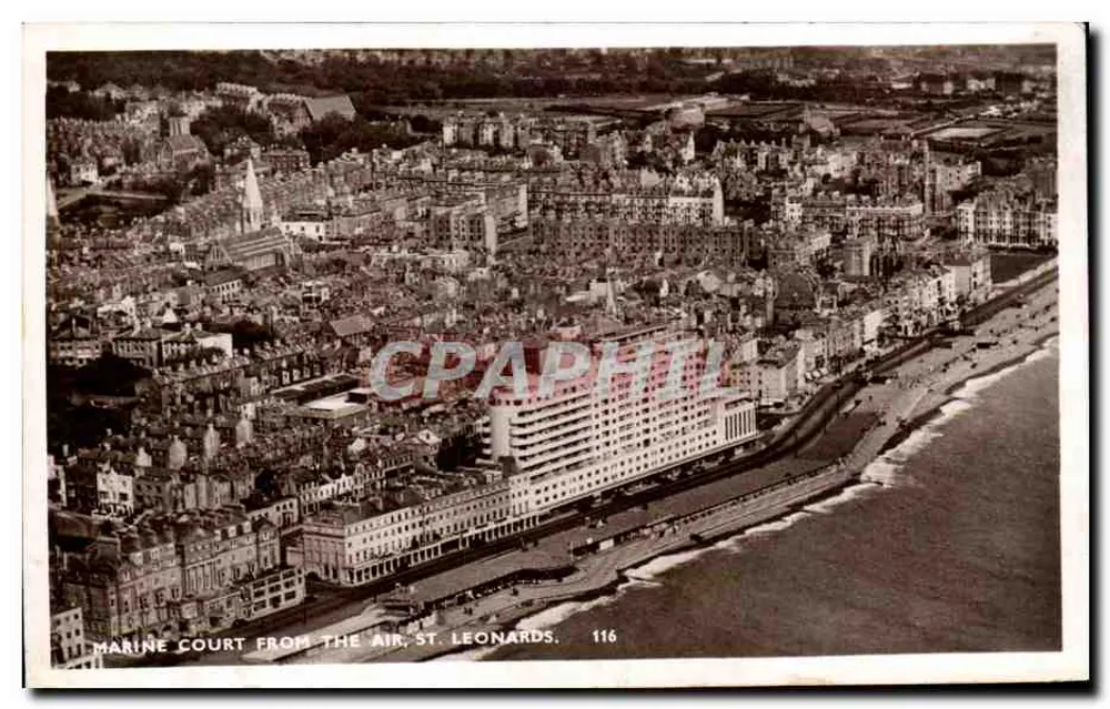 Marine Court von oben, St. Leonards — Luftbild — Verlag Percy G. Pratt, n° 116 - Vorderseite