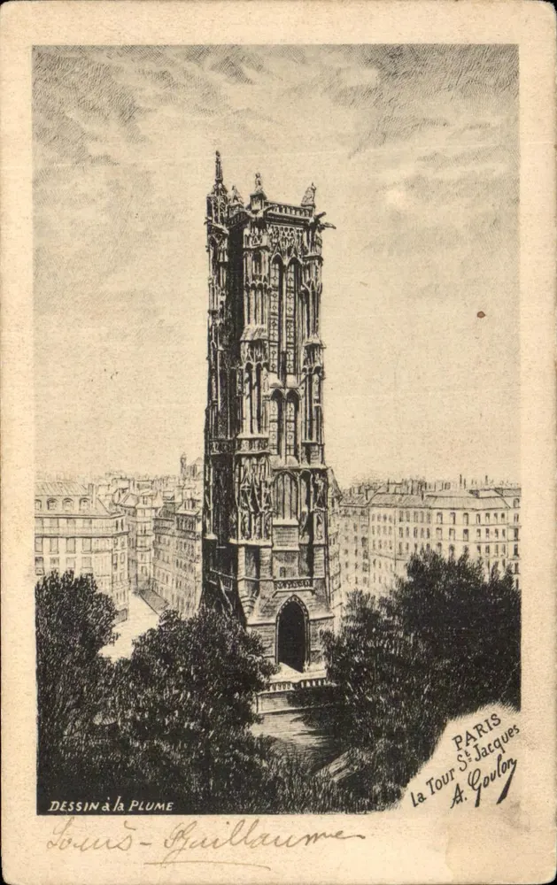 Torre Saint-Jacques — Paris — Desenho à Caneta, A. Goulon - Frente