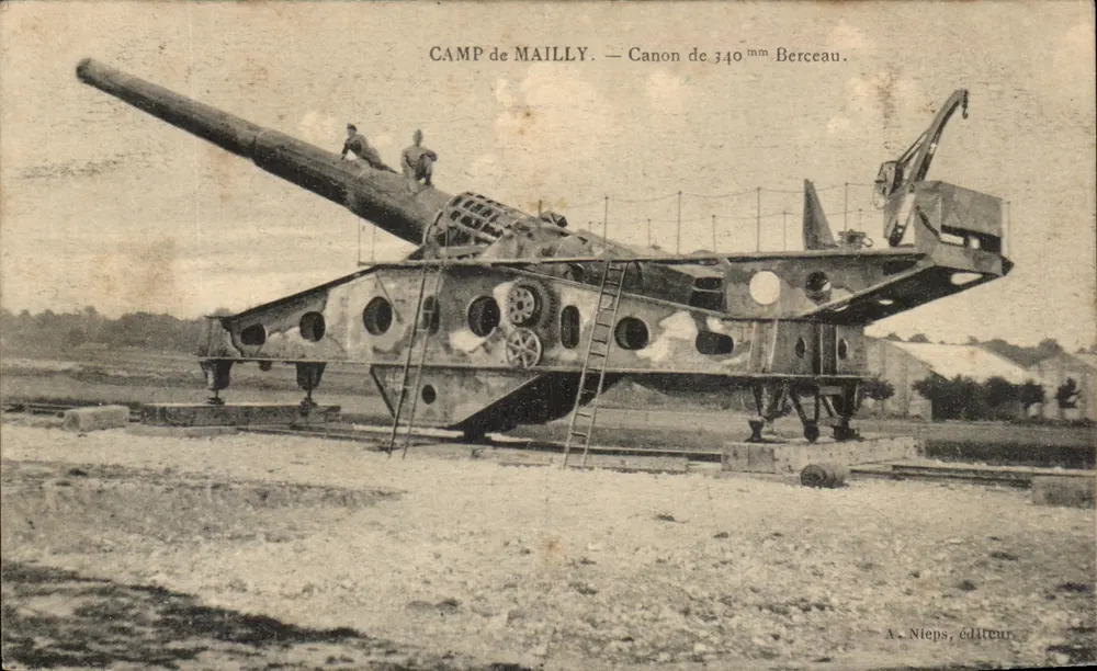 Camp de Mailly — 340 mm Berceau-Kanone — A. Nieps, Verleger - Vorderseite