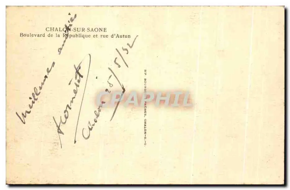 Chalon-sur-Saône — Boulevard de la République und rue d'Autun — M.P. Bounge & Frères - Rückseite