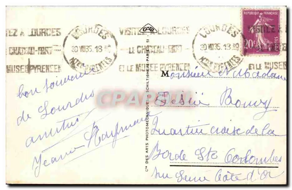 Lourdes - Erinnerung an die Pilgerreise zu Notre-Dame de Lourdes - Verlag C.A.P. Nr. 185 - Rückseite