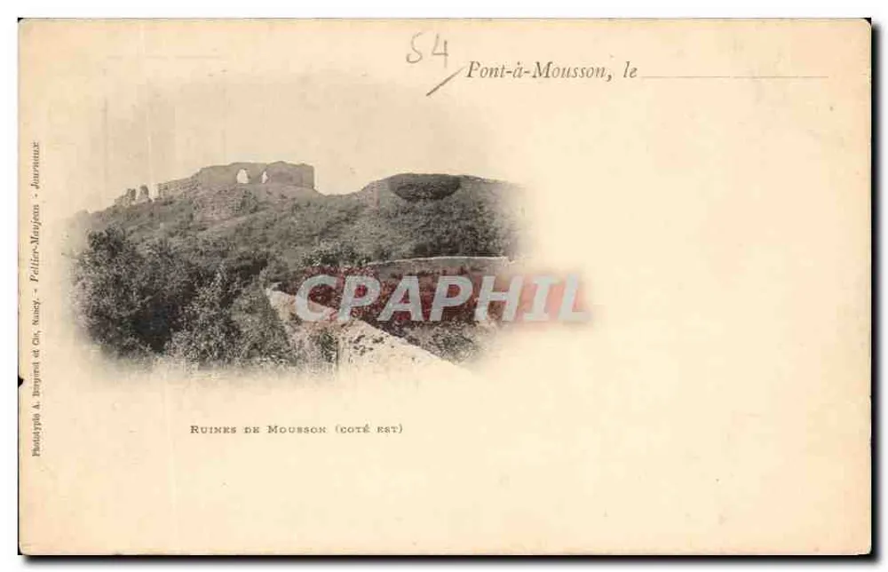 Ruínas de Mousson — lado leste — Fototipia A. Dreyfus e Cie, Pont-à-Mousson - Frente