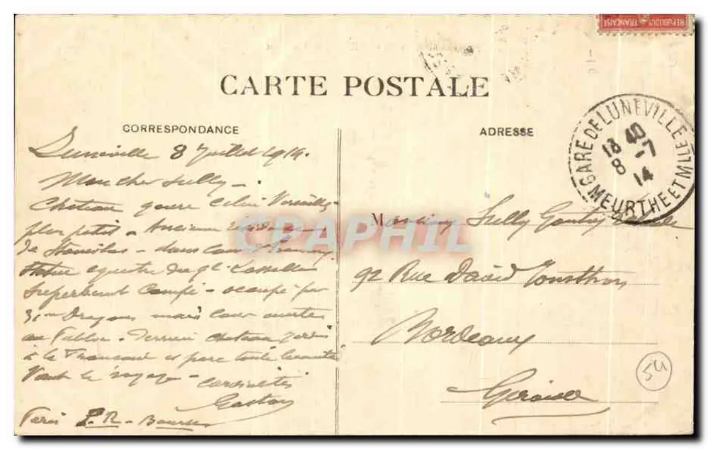 Lunéville — Schloss — R. Bastien, lith.-Verlag, Lunéville - Rückseite