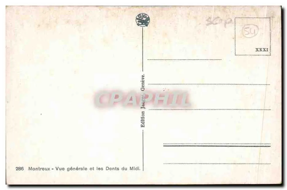 Montreux — Allgemeiner Blick und die Dents du Midi — Edition Jaecert, Genf, Nr. 286 - Rückseite