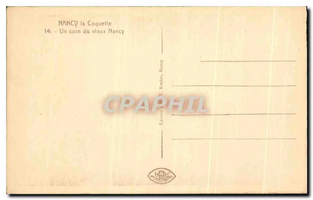 NANCY — Um canto do velho Nancy — Édition Y. Reedat, Nancy - Verso