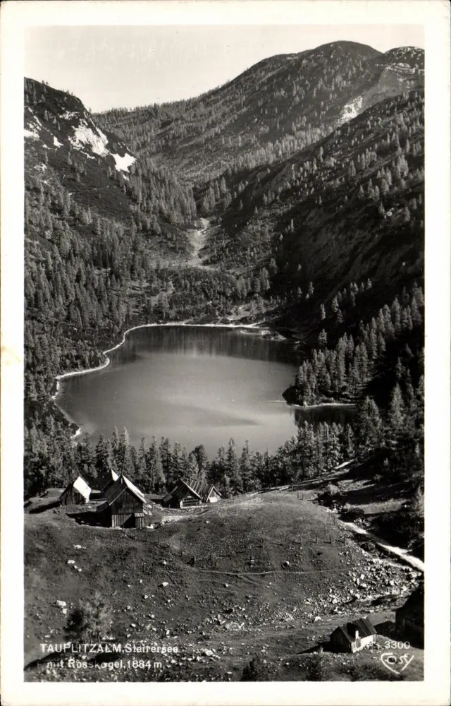 Tauplitzalm, Stairersee — lago alpino cercado por florestas e montanhas — editor Cosy, n° 3300 - Frente