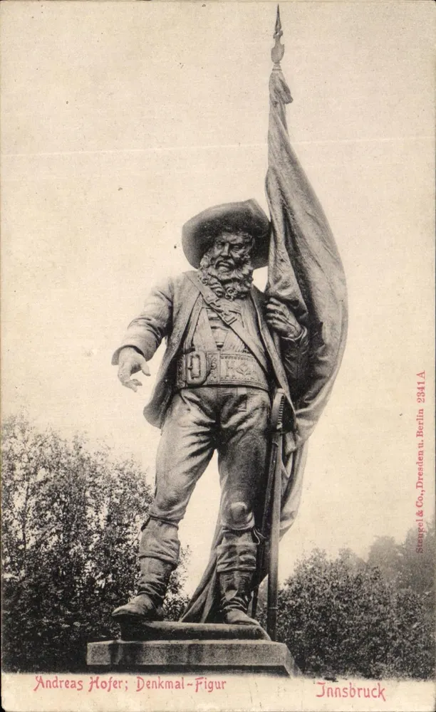 Andreas Hofer; Figura memorial — estátua em Innsbruck — Steingel & Co., Berlin 2341 A - Frente