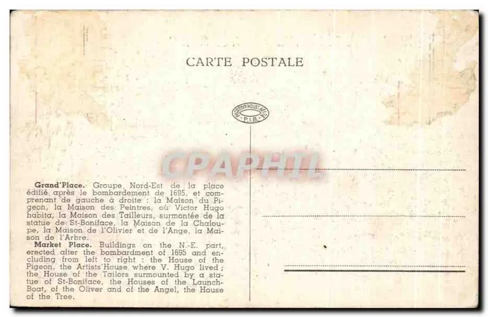 Brüssel — Häuser der Schneider und von Victor Hugo — PLB - Rückseite