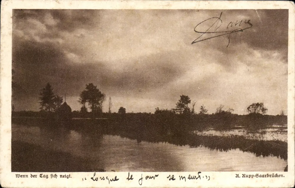 Quando o dia se apaga — paisagem lacustre — A. Rupp, Saarbrücken - Frente