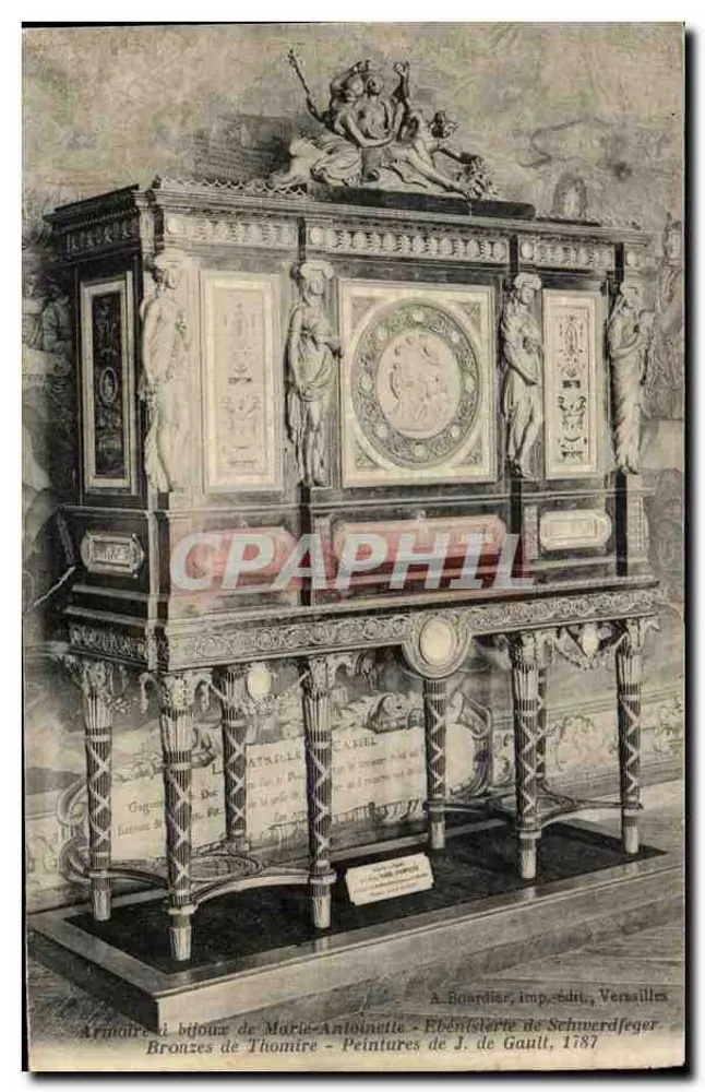 Schmuckkasten von Marie-Antoinette — Bronzen von Thomire, Gemälde von J. de Gault — A. Bouardier, Druck von Schwerdfeger, Versailles - Vorderseite