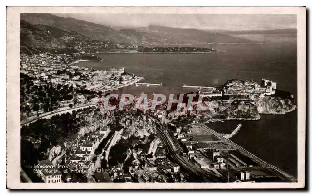 Monaco, Monte Carlo und italienische Grenze — Antike Ansichtskarte n°179 — Verlag nicht sichtbar - Vorderseite