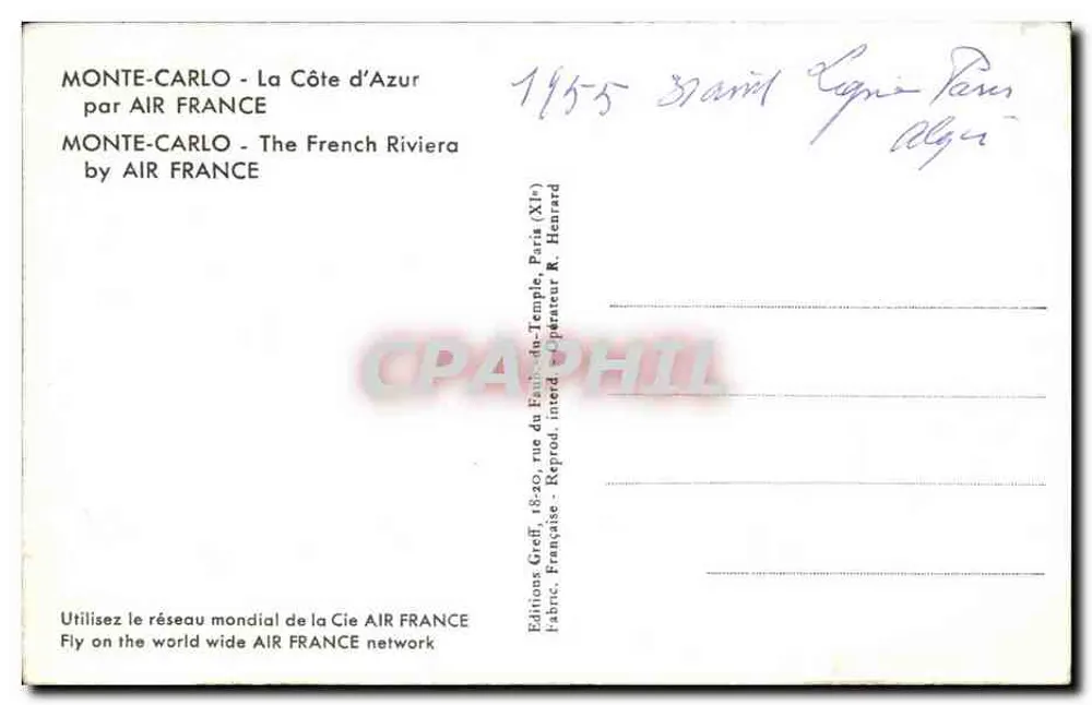 Monte-Carlo — Luftbild — Éditions Greff, Paris - Rückseite