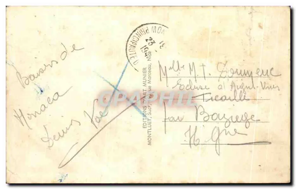 Monaco — Binnenkant van de haven en de Rocher — uitgever Munier, n° 287 - Achterkant