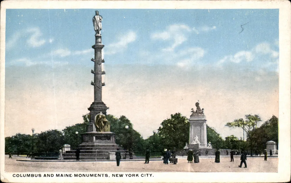 Columbus und Maine Denkmäler — New York City — N.Y. & Co. Post Card & Novelty Co. - Vorderseite