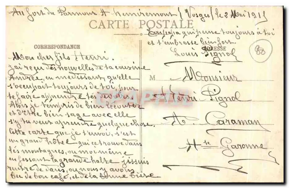 Das Grand-Hôtel de la Feuillée-Dorothee (Vosges), von Westen gesehen — unbekannter Verleger, Nr. 54 - Rückseite