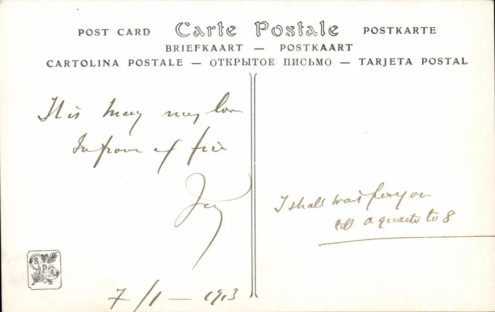 Cartão postal multilingue — editor S.P.A. — número de série não visível - Frente