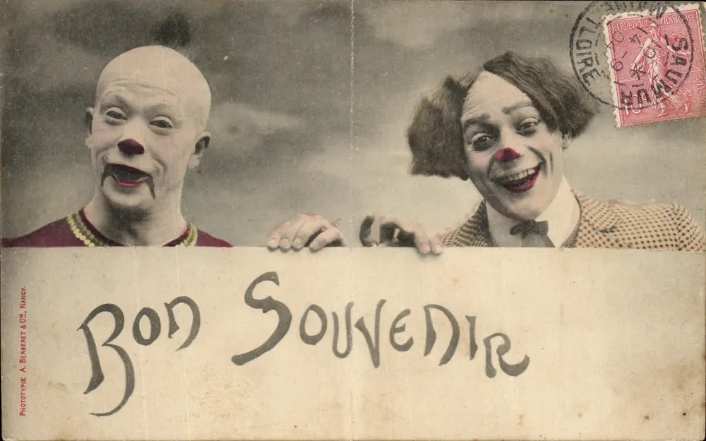 Deux clowns — scène de spectacle — Phototype A. Berneret & Cie, Nancy - Vorderseite