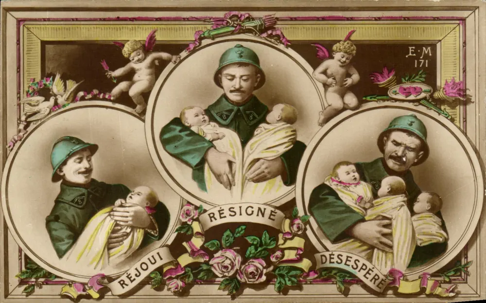 Französische Soldaten mit Babys — Verlag E.M. n°171 - Vorderseite