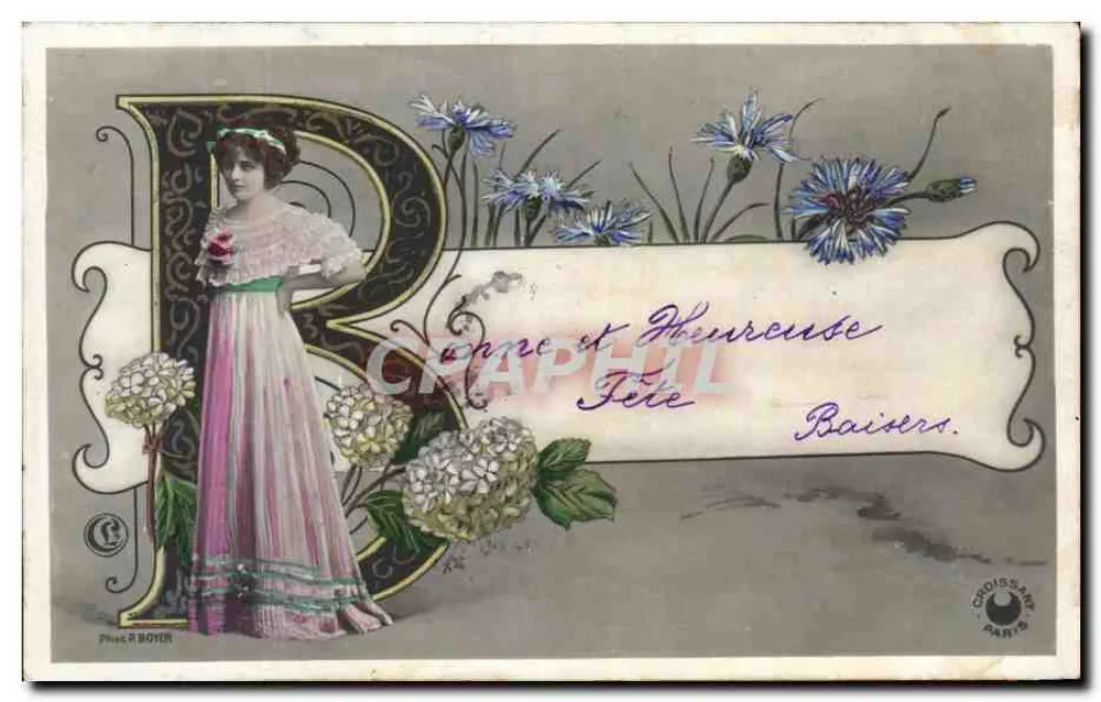 Fröhliche Feier — Küsse — Foto von R. BOYER, Croissant, Paris - Vorderseite