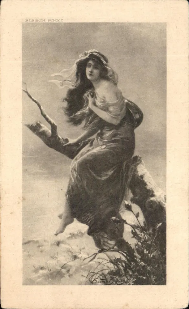 Frau, die auf einem Felsen sitzt — Bisson-Pinx — editions L. Pauty - Vorderseite