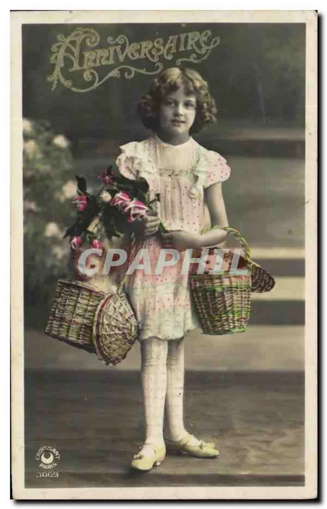 Mädchen mit Rosenkörben — Geburtstag — Verlag Boissay, Paris, n° 3069 - Vorderseite