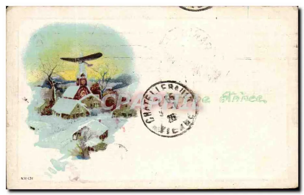 Schneegestelltes Dorf mit Kirche — Illustration — NY-131 - Vorderseite