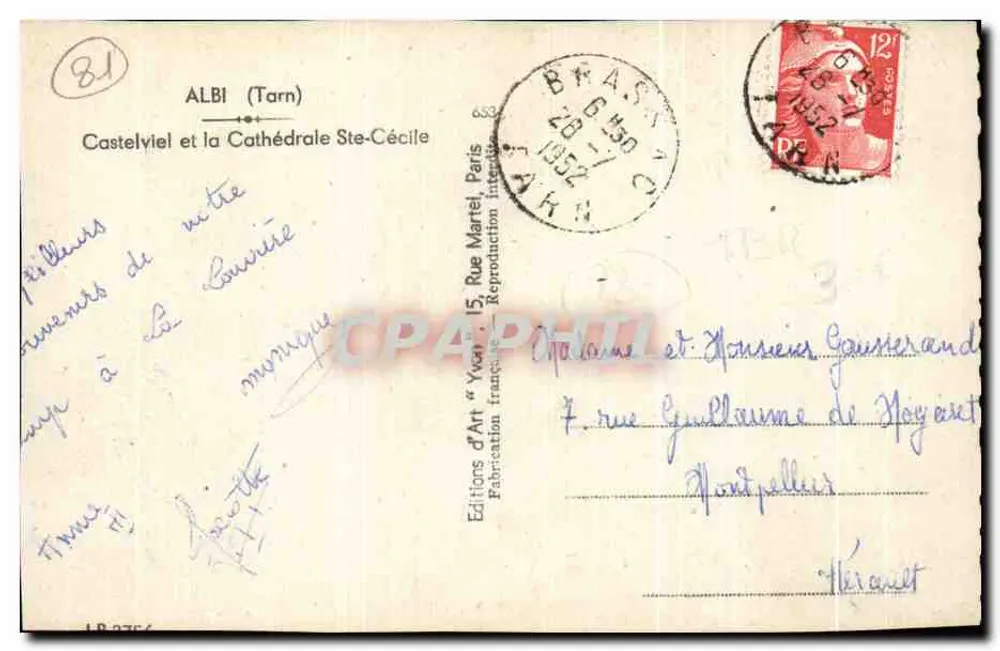 Albi — Cathédrale Sainte-Cécile et Castelviel — Éditions d'Art 'Yvan', Paris - Rückseite