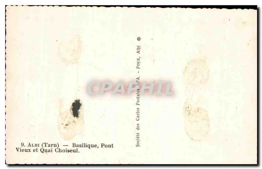 Albi (Tarn) — Basilika, Alte Brücke und Choiseul-Ufer — Gesellschaft der Postkartenverleger APA - Rückseite