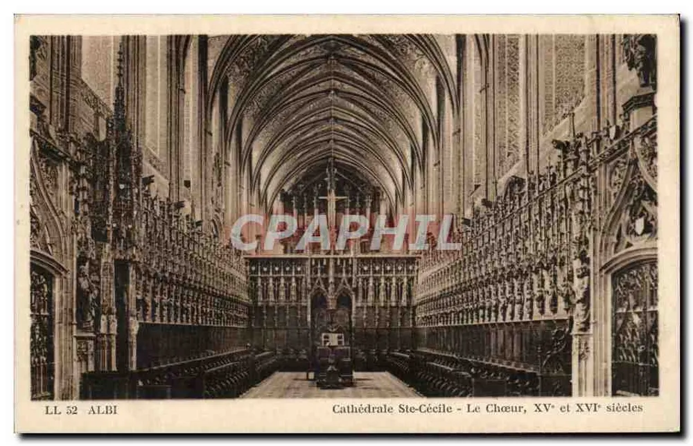 Albi — Catedral de Santa Cecília — O Coro, séculos XV e XVI — C. DES ARTS PHOTOMÉCANIQUES - PARIS-STRASBOURG - Frente