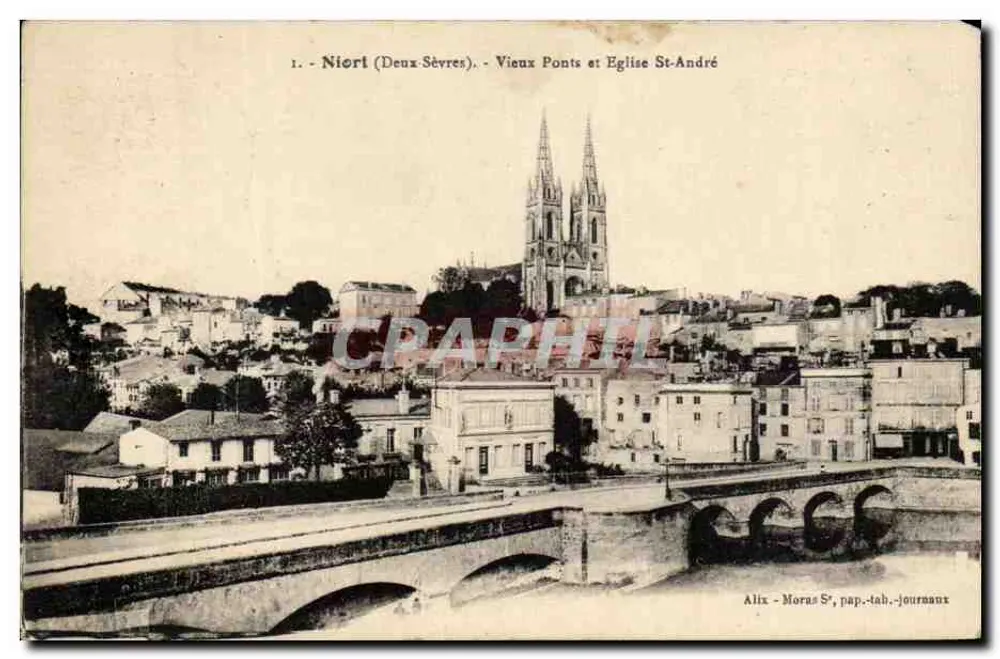 Niort (Deux-Sèvres) - Alte Brücken und Kirche Saint-André — Alix, Mornas Sr., Papier-Tab-Zeitung - Vorderseite