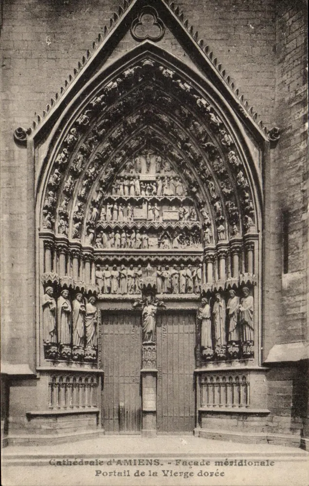 Kathedrale von Amiens — Südfassade, Portal der Gekrönten Jungfrau — Ausgabe R. C. Regnaut - Vorderseite