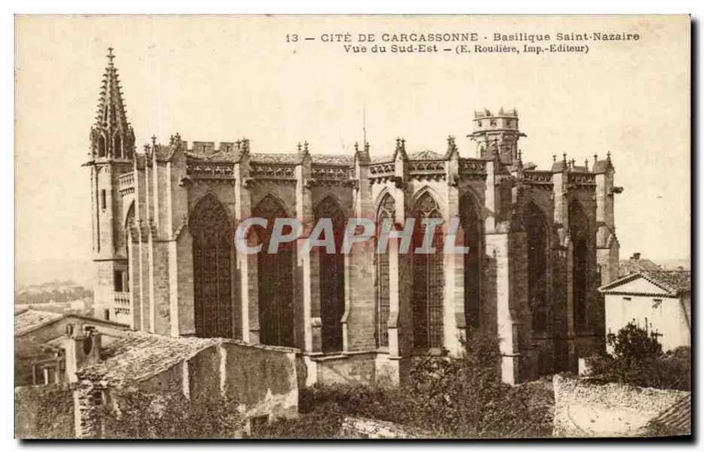 Cité de Carcassonne — Basilique Saint-Nazaire — Blick vom Südosten — (E. Roudière, Verlag) - Vorderseite