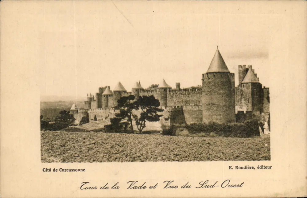 Cité de Carcassonne — Turm der Vade und Blick aus dem Südwesten — E. Roudière, Verleger - Vorderseite