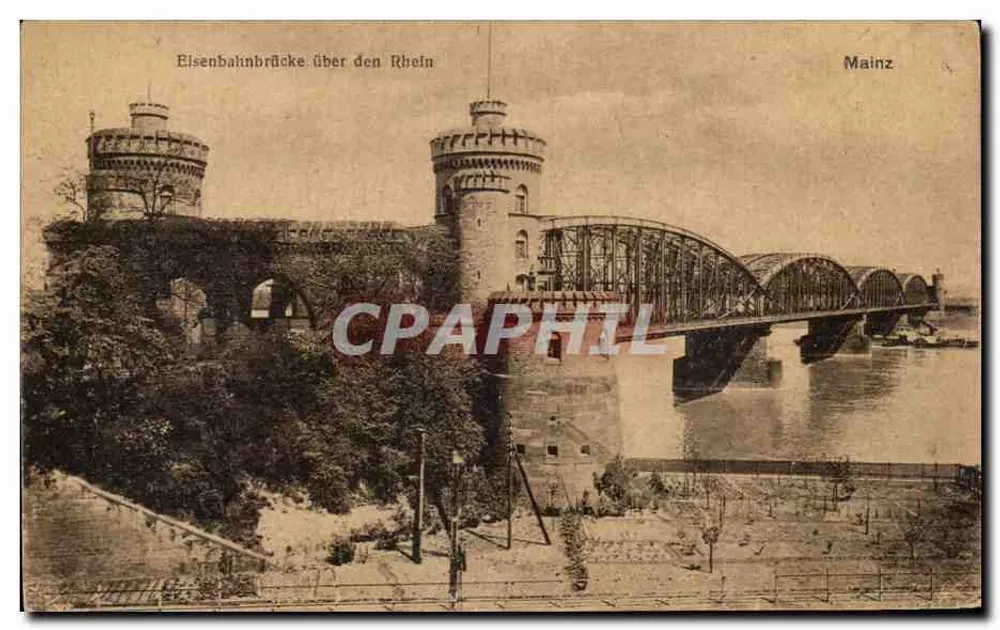 Ponte ferroviária sobre o Reno — Mainz — editor Ludwig Zell, n° 4221 - Frente
