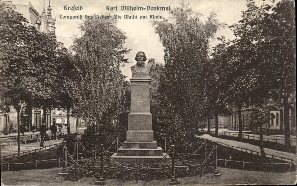 Krefeld — Denkmal für Karl Wilhelm, Komponist von 'Die Wacht am Rhein' — unbekannter Verleger - Vorderseite