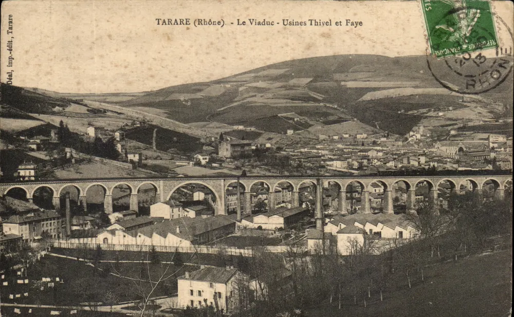 Tarare (Rhône) — Le Viaduc - Usines Thiviel et Fayé — Décal, imp. Tarare - Vorderseite