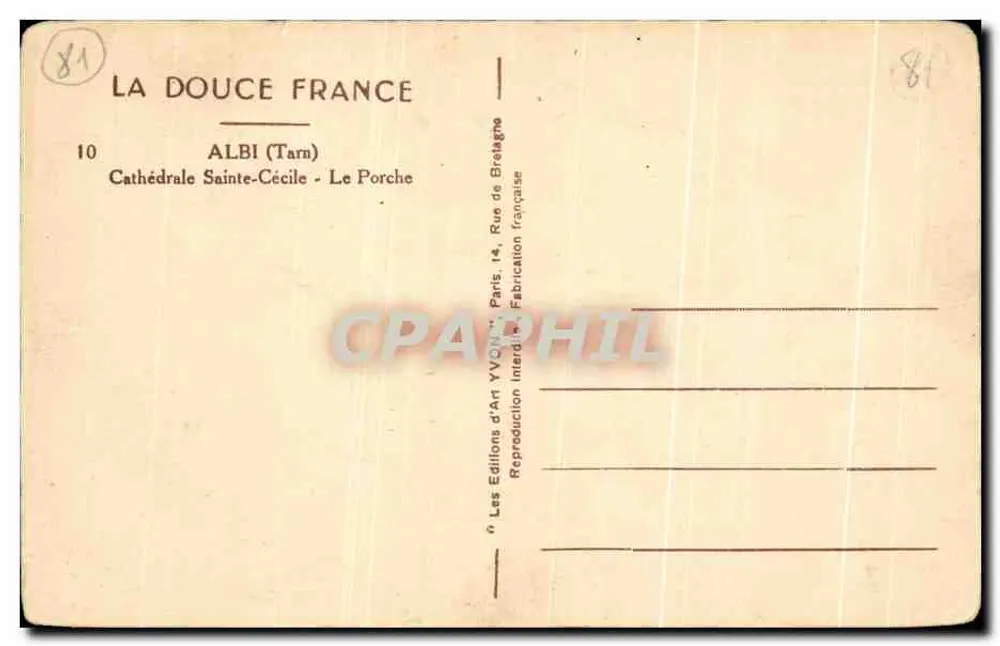 Albi — Kathedrale Sainte-Cécile — Der Portalbereich — Les Éditions d'Art Yvon, Paris - Rückseite