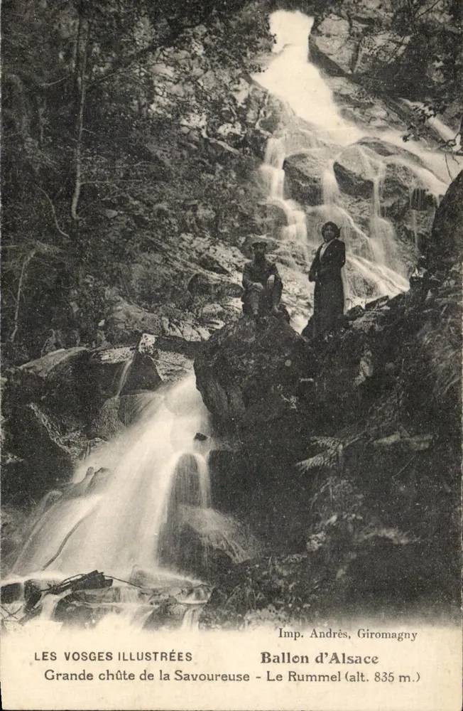 Große Wasserfälle der Savoureuse — Ballon d'Alsace (Höhe 835 m.) — Illustrated Vosges, Andrès Druck, Giromagny - Vorderseite