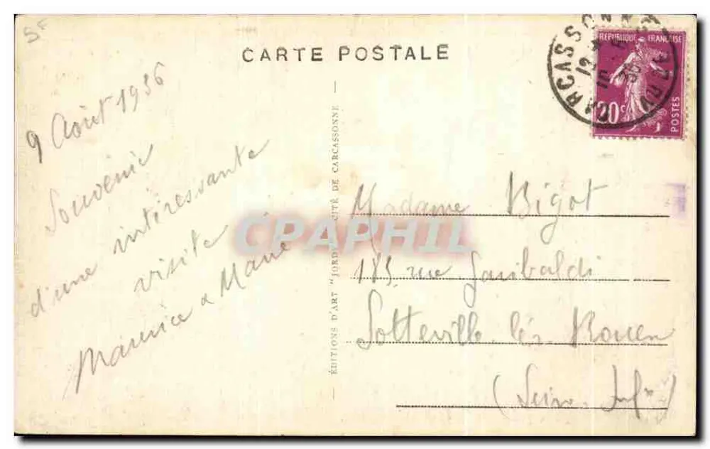 Die Stadt Carcassonne — Gang der Aude-Tür — Verlag Jordy - Rückseite