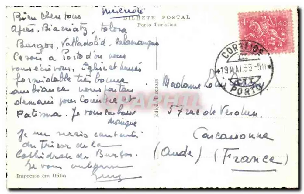 Porto - Sé e Terreiro de D. Afonso Henriques — Éditeur Bilhete Postal - Verso