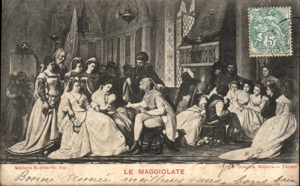 O Maggiolate — cena teatral — Michèle Rapisardi, dip. — Editora: S. Oneglia, Terino - Frente